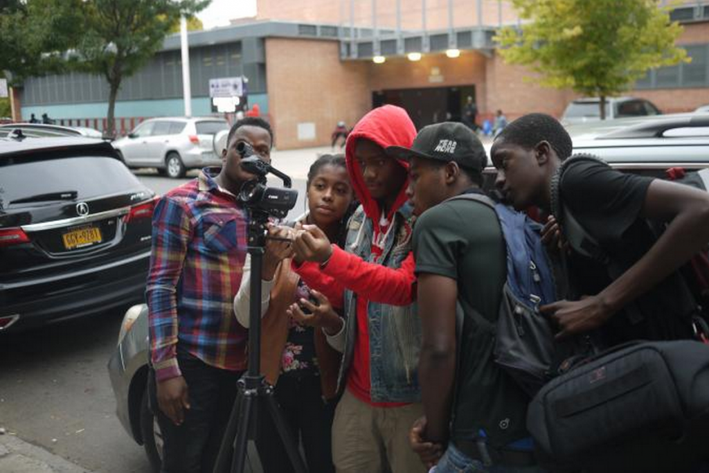 Bronx students set up a shot